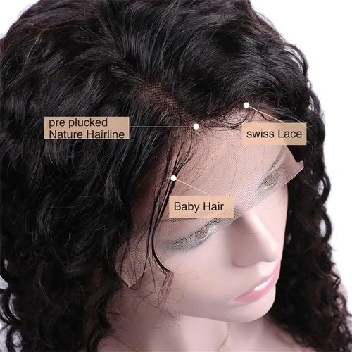 Miniatura 2 de Peluca de Bob rizada de 8 pulgadas de cabello humano 13x4 con encaje frontal, pelucas de cabello humano con densidad 200, sin pegamento