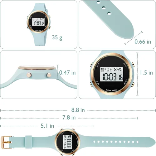Miniatura 61 de Women LED Display Elecreonic Watch Fashion Chrono Alarm Digital Clock Woman Outdoor Sport Wirstwatch
