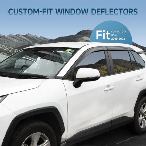 Miniatura 2 de Protectores de lluvia con cinta adhesiva para Toyota RAV4 2019 2020 2021 2022 2023 - Visera lateral de humo inastillable para ventana, deflectores
