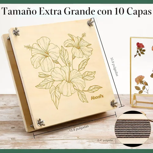 Miniatura 2 de Aboofx Kit de prensa de flores, kits de manualidades de 11 x 11 pulgadas, kit de prensado de flores de madera de 10 capas para manualidades, prensa