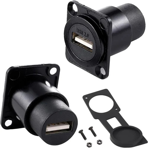 PENGLIN Paquete de 2 conectores de montaje en panel USB 2.0, módulo tipo D, acoplador de paso USB, adaptador de interfaz de extensión de mamparo