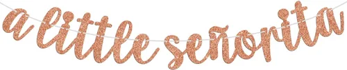 A Little Señorita Banner para fiesta mexicana revelación de género baby shower, suministros de decoración de fiesta recién nacida, purpurina dorada