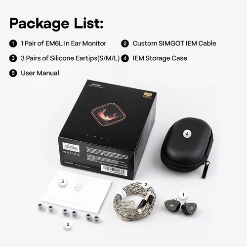 Miniatura 8 de Linsoul SIMGOT EM6L - Audífonos intraurales híbridos de monitor de 1DD + 4BA, auriculares para juegos, audífonos IEM HiFi con carcasa de resina
