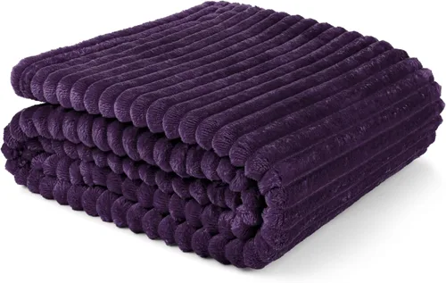Miniatura 36 de PAVILIA Manta de forro polar súper suave, manta de franela de felpa mullida, cálida y acogedora manta de microfibra acanalada para sofá o cama, Negro