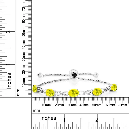 Miniatura 134 de Gem Stone King Pulsera de tenis de diamantes cultivados en laboratorio con piedra natal de 3-6 quilates para mujer, plata de ley 925, ovalada