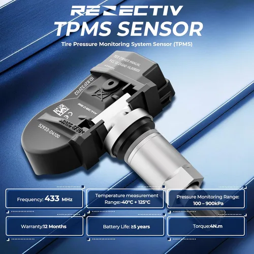 Miniatura 3 de RENECTIV Sensor TPMS, sensor de monitoreo de presión de neumáticos de 433 MHz apto para Kia Hyundai Replace#52933-D4100 52933-D9100 (4 piezas)