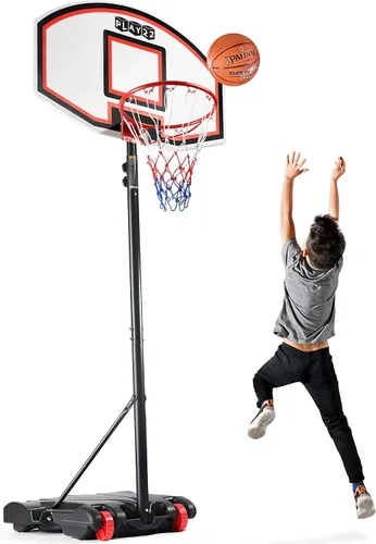 Play22 Aro de baloncesto ajustable para niños, altura de 5 a 7 pies, aro de baloncesto portátil para niños, adolescentes, jóvenes y adultos con