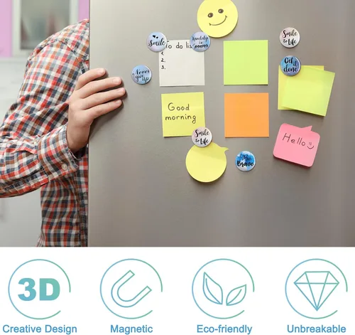 Miniatura 5 de TOODOO 48 imanes inspiradores para refrigerador, para nevera, para taquillas, acuarela, redondos, lindos con citas de aliento para suministros