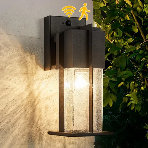 Miniatura 10 de Lámpara de pared del atardecer al amanecer, moderna iluminación de pared al aire libre con cristal agrietado, lámpara de montaje en pared exterior