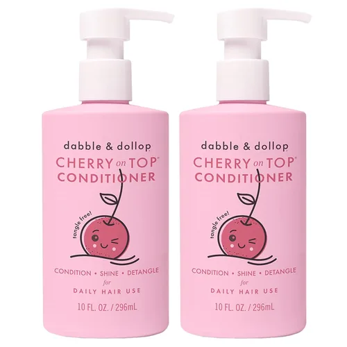 Dabble & Dollop Cherry on Top - Acondicionador desenredante para niños y niños pequeños, origen natural, no tóxico, vegano, sin sulfato para cabello