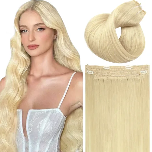 Miniatura 10 de Loxxy Extensiones de cabello con alambre, color negro natural, 14 pulgadas, 2.65 oz, 100% cabello humano real, extensión de cabello invisible