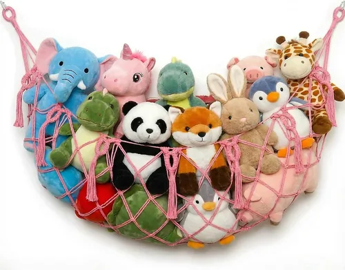 Miniatura 12 de Red grande para animales de peluche o hamaca para pared plana montada en la pared, hamaca de juguete de macramé hecha a mano, exhibición de felpa