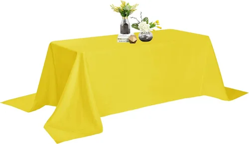 Miniatura 43 de Mantel de poliéster lavable de 90 pulgadas, resistente a las manchas y a las arrugas, mantel decorativo para mesa de comedor, fiestas de bufé y Negro