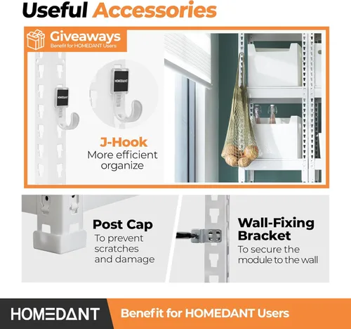 Miniatura 7 de HOMEDANT Estantes de almacenamiento de 5 niveles ajustables laminados sin pernos para garaje, estantería de metal resistente, estante para almacén