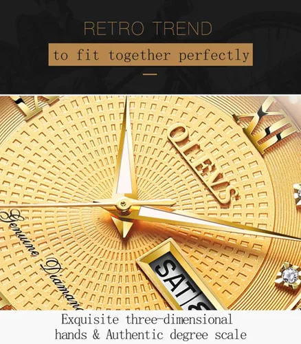 Miniatura 4 de OLEVS Relojes de diamantes de lujo para hombre, reloj de cuarzo impermeable, reloj de pulsera con calendario romano