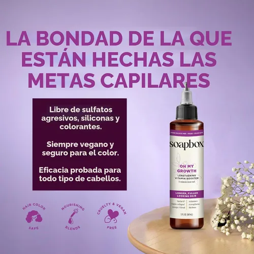 Miniatura 7 de Soapbox Oh My Growth, Tratamiento de refuerzo de vitamina alargadora para el cabello, deja el cabello más grueso, más lleno, más fuerte y saludable