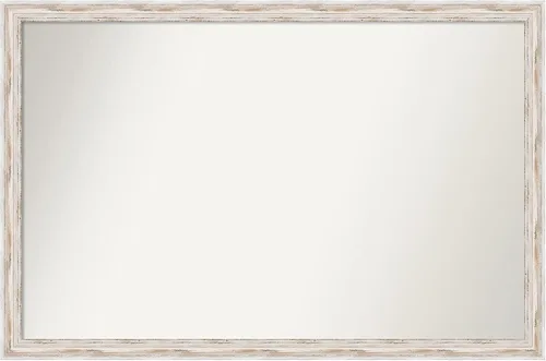 Miniatura 371 de Amanti Art Espejo de baño blanco para sobre el fregadero, 30 x 35 pulgadas, espejo de tocador rectangular estrecho de Eva de oro blanco, marco