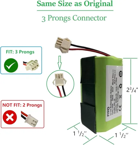 Miniatura 4 de Batería de repuesto para aspiradoras robot Coredy R300, R500+, R550, R580, R650, R3500, R3500S y Amarey A800, A900, Eufy RoboVac 11S, 11S Plus, 11S