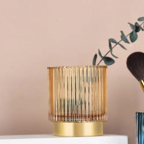 Miniatura 5 de Amber Large Glass Brush Holder Thickened Cosmetic Brush Cup Makeup Organizer Storage Container for Vanity Table, Makeup Storage Organizer for Home