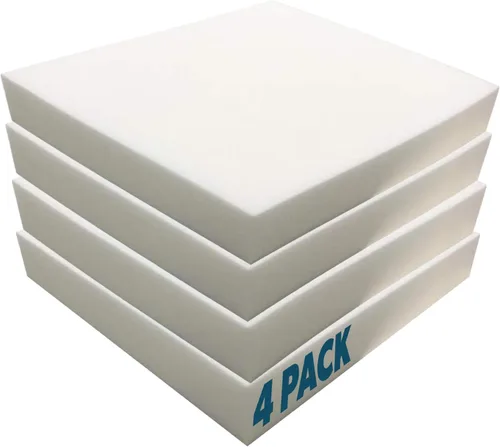 Foamma Paquete de 4 cojines cuadrados de espuma para tapicería de alta densidad de 1 x 20 x 20 pulgadas, para sillas de comedor, repuesto para