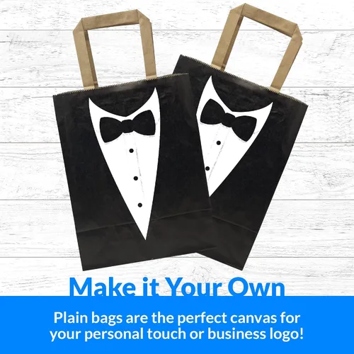 Miniatura 5 de Reli. Paquete de 90 8 x 4.5 x 10.25 pulgadas Bolsas de papel negras con asas Pequeñas bolsas de regalo/bolsas de compras Regalos, compras
