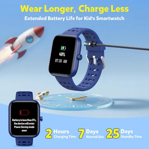 Miniatura 8 de Gydom Smart Watch for Kids, Without/with APP Mode, 1.83" Touchscreen Fitness Tracker Watch, Heart Rate/Sleep Monitor, IP68 Waterproof Pedometer