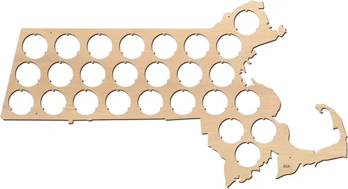 Miniatura 9 de All States Beer Cap Map Connecticut – 16 x 12 pulgadas – 56 tapas – Connecticut Beer Cap Holder – Madera contrachapada de abedul