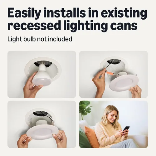Miniatura 5 de Amazon Basics Luz empotrada inteligente de 5/6 pulgadas con downlight, que cambia de color, funciona solo con Alexa, WiFi de 2.4 GHz, paquete de 1