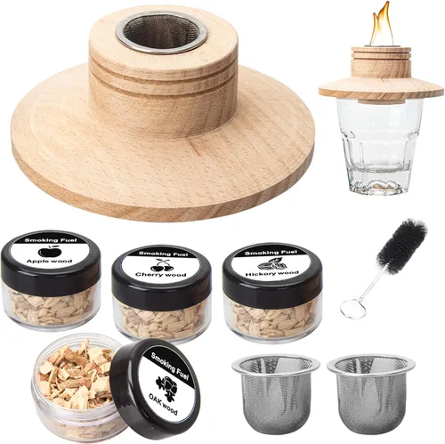 Cocktail Smoker - Juego de bebidas ahumadas para chimeneas antiguas para cócteles, vino, whisky y bourbon – Accesorios de cristal para ahumar