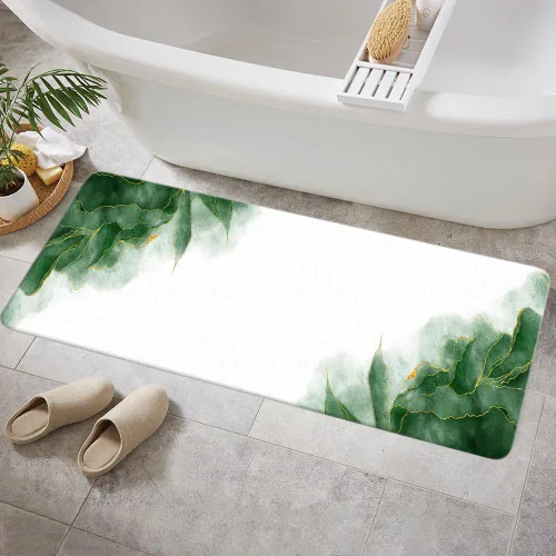 Miniatura 18 de Tapetes de baño de mármol verde y dorado para baño, de franela verde oliva esmeralda oscuro, tapete de baño para ducha, antideslizante, moderno