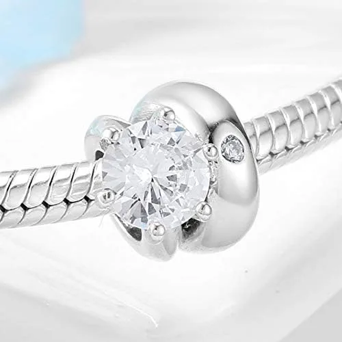 Miniatura 2 de Abalorio espaciador de goma con cuentas espaciadoras de plata de ley 925 para pulseras estilo Pandora
