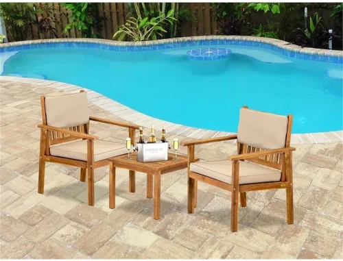 Miniatura 2 de EAST WEST FURNITURE BBI3CNA - Juego de mesa auxiliar Bristol de 3 piezas, incluye una mesa auxiliar y 2 sillas de patio de tela de poliéster