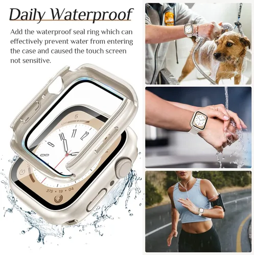 Miniatura 2 de Goton - 2 fundas para protector de pantalla de Apple Watch de 40 mm, series 6/5/4, SE 3/2/1, funda de protección de PC impermeable con vidrio