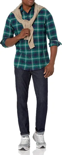 Miniatura 70 de Amazon Essentials Camisas de franela de manga larga para hombre, corte ajustado, a cuadros con botones