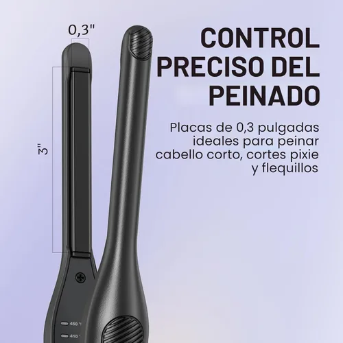 Miniatura 3 de Wavytalk Plancha plana pequeña de 3/10", Plancha plana de lápiz para cabello corto, corte de duendecillo y flequillo, rizador de pelo para cabello
