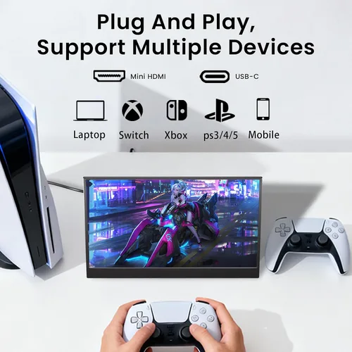 Miniatura 6 de Monitor portátil, monitor portátil de 14 pulgadas, 1200P, HDMI, USB-C, IPS, monitor externo pequeño, altavoces duales integrados