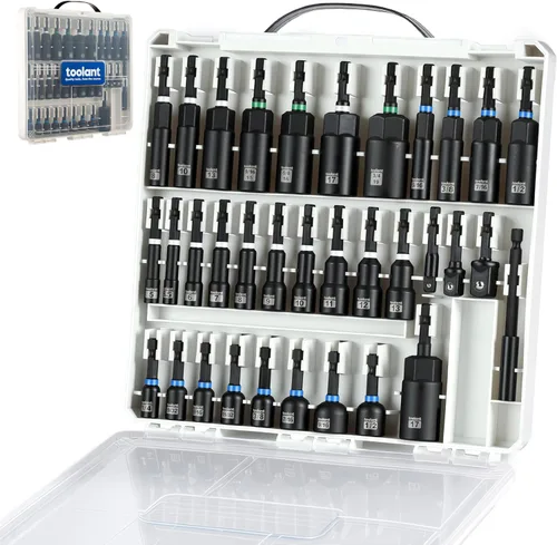 toolant Juego de destornilladores de tuerca magnética, brocas, de impacto, 34 piezas, tuerca profunda, adaptadores de broca de impacto, tuerca
