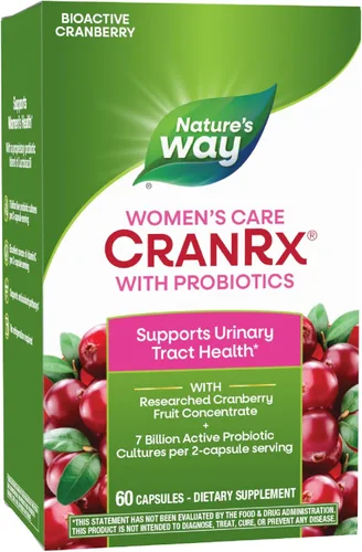 Nature's Way Women's Care CranRx con probióticos, apoya la salud urinaria*, vitamina C, arándano, 7 mil millones de cultivos vivos por porción de 2