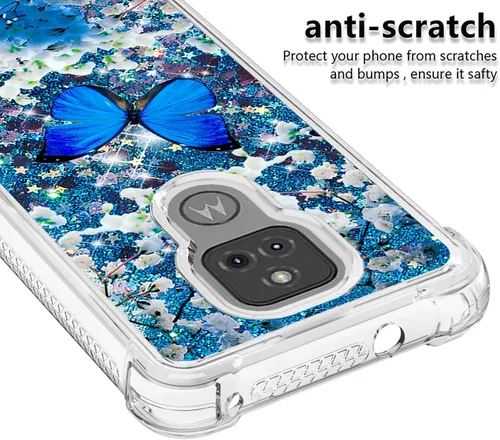 Miniatura 2 de Funda para Moto G Play 2021 con protector de pantalla de vidrio templado, brillante con purpurina líquida flotante para niñas y mujeres, bonita