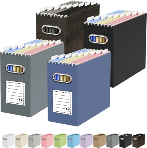 Miniatura 45 de Oterri Caja organizadora de archivos de cartón para colgar carpetas de archivos, tamaño carta, caja de archivos para escritorio de computadora