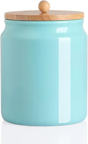 Miniatura 14 de Sweejar - Recipientes de cerámica para cocina, tarro de almacenamiento de alimentos de porcelana con tapa hermética de madera, recipiente