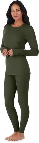 Miniatura 3 de Cuddl Duds Conjunto de ropa interior térmica para mujer, con forro polar, capa base para clima frío, parte superior y leggings, conjunto de invierno