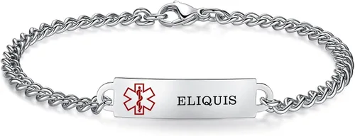 Miniatura 29 de Pulseras de identificación de alerta médica de 6.5 "-8.5" para mujeres, pulseras de emergencia médica de acero inoxidable, grabado gratuito