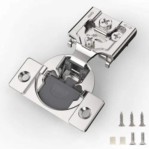 Miniatura 18 de Furniware 10 Piezas Bisagras de Gabinete de Cierre Suave Superpuestas de 1 Pulgada para Gabinete de Marco Frontal, Acero Inoxidable, Ángulo