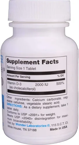 Miniatura 2 de Wonder Laboratories Easy Digest Vitamina D-3 2,000 UI Forma natural de vitamina D3, alta absorción