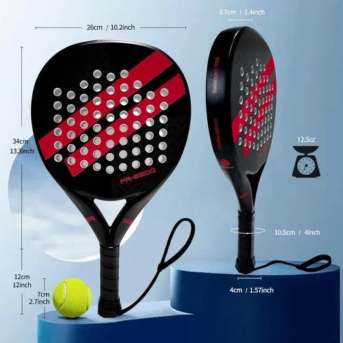 Miniatura 5 de Pala de pádel Superficie de Fibra de Carbono con núcleo de espuma EVA Memory Flex Pala de pádel ligera gris (8200-gray)