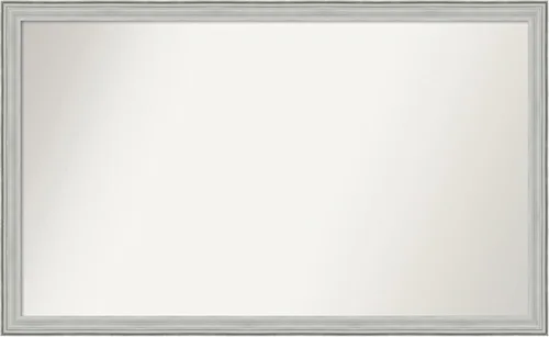 Miniatura 274 de Amanti Art Espejo de baño plateado para sobre fregadero, 25 x 25 pulgadas, espejo de tocador cuadrado estrecho de níquel cepillado, marco de madera