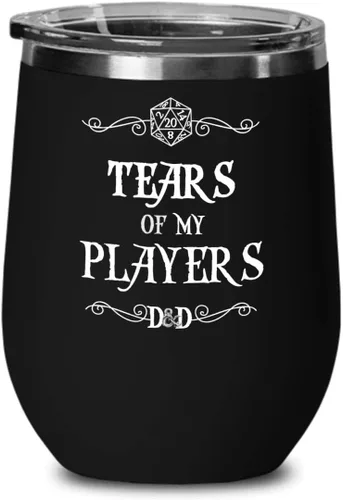 Taza de vino de Dungeons and Dragons para novio, Dungeon Master, regalo para hombres, taza de té de lágrimas de mis jugadores, regalo divertido para