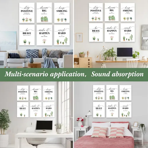 Miniatura 6 de Coume Paquete de 6 Paneles Acústicos de Arte de 12" x 16" Inspiracionales Autoadhesivos Paneles de Pared Insonorizantes Motivacionales Decorativos