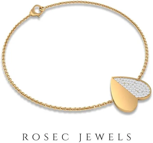 Miniatura 3 de Pulsera personalizada con diamantes de 14 quilates pulsera con dije en forma de corazón dorado pulsera de aniversario para mujer pulsera ajustable